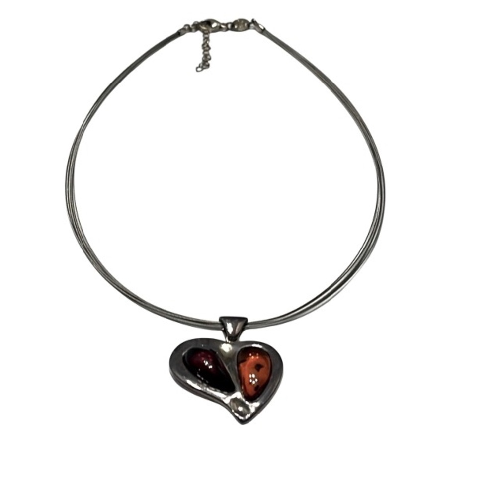 Sterling Silver Fossilized Amber Pendant on SS Chain.